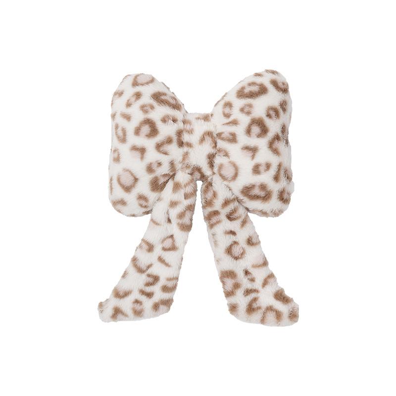 Bow Leopard Print Car Headrest Car Seat Decoration Neck Pillow Protection Pillow Plush Comfortable Seat Cushion Lumbar Support