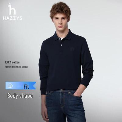 HAZZYS Men's Long Sleeve Polo Shirt