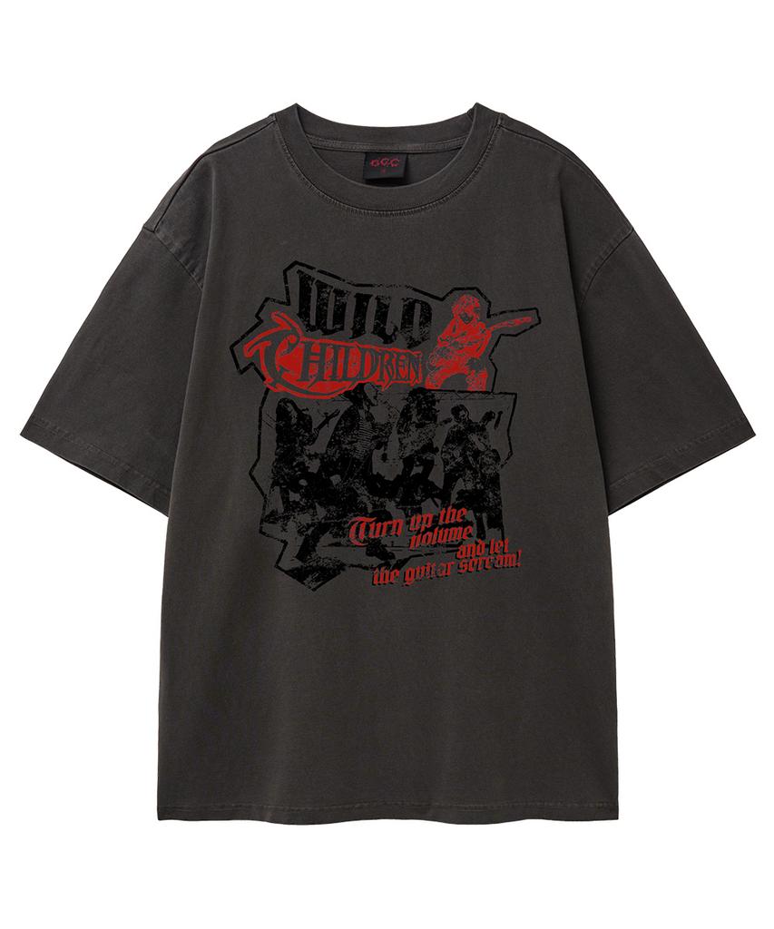Geuleigaijeukeulleob Pigment Wild Children Oversized Short Sleeve T-Shirt Charcoal