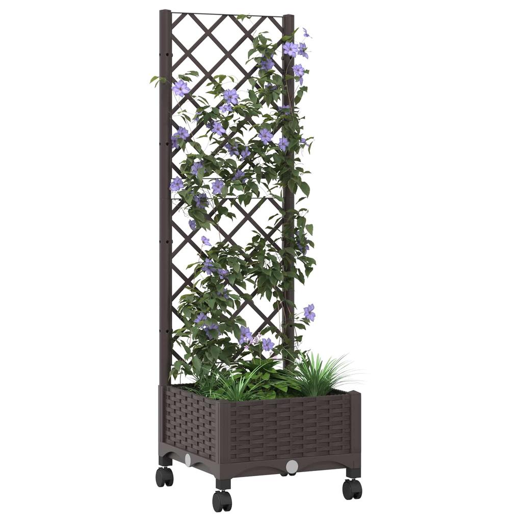 Planter with Trellis and Wheels Brown 40 X 40 X 131.5 Cm PP