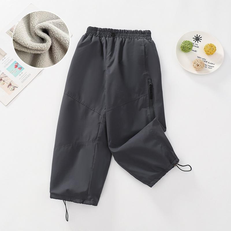 Girls Thickened Fleece Loose Wide Leg Kids Sports Winter Pants
