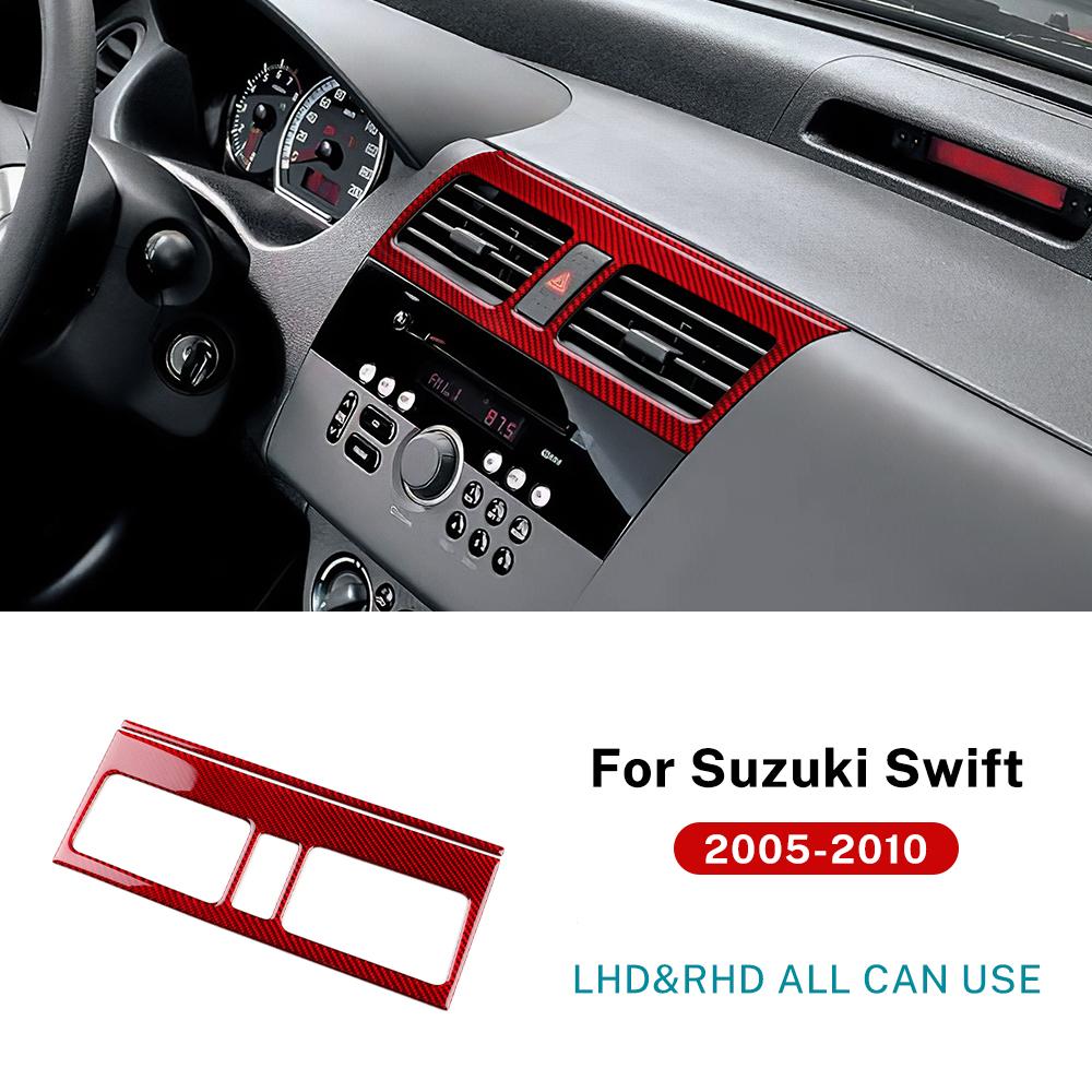 Carbon Fiber Interior Sticker for Suzuki Swift ZC31S 2005-2010 LHD RHD Air Vent Radio Trim Cover Red
