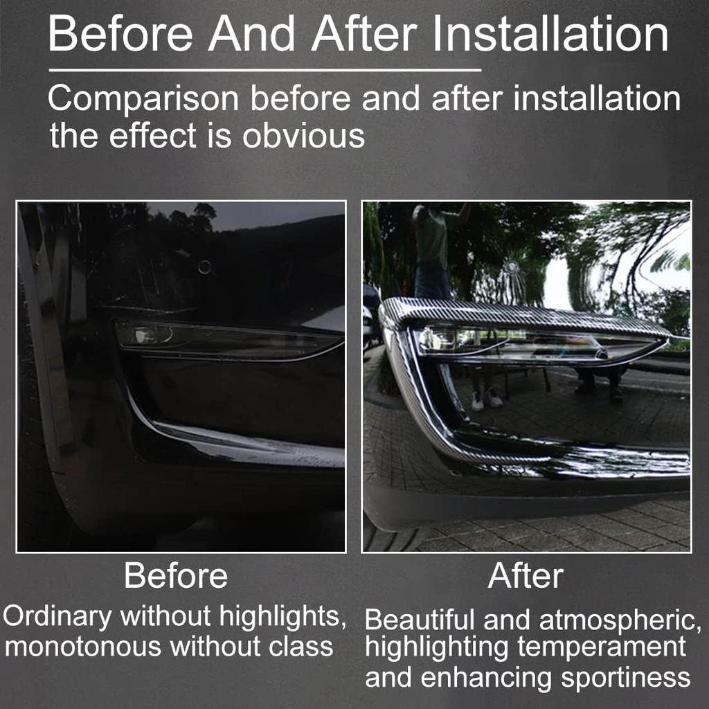 FASTCHE Front Fog Light Trim Cover for Tesla Model Y Eyebrow Spoiler Accessories Fog Lamp Frame Blade Trim Compatible with 2019 2020 2021 2022 2023