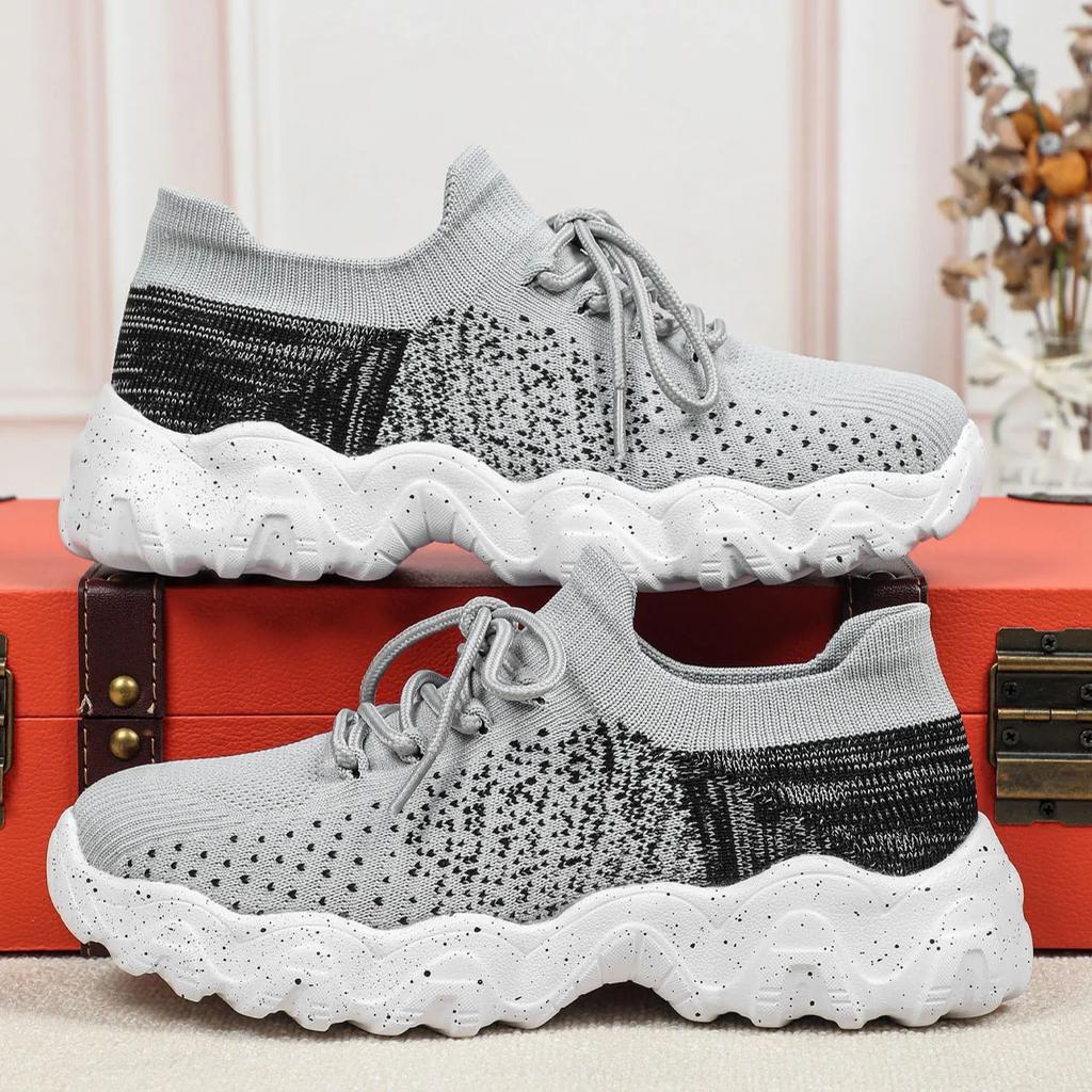 Breathable Platform Sneakers Knitted Chunky Shoes for Women Men Leisure Walking Shoes Trendy Socks Shoes Non-slip Wear-resistant