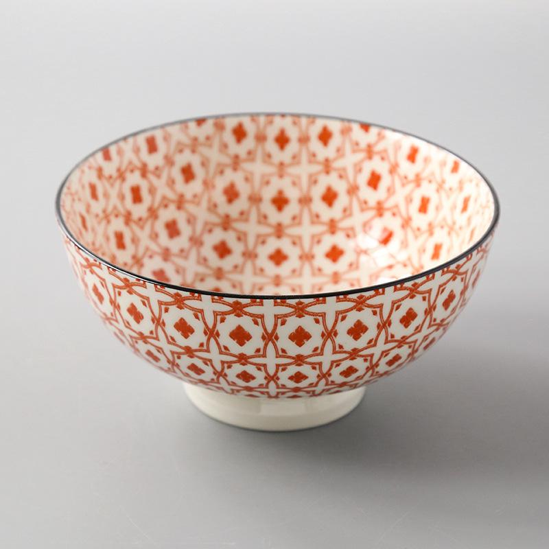 

Japanese 6 Inch Noodle Bowl Ceramic Underglaze High Foot Salad Bowl for Home Ramen