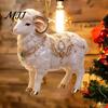 Goat Christmas Tree Decorations Acrylic Ornament, Sheep Hanging Decoration for Xmas Tree, Decor 2D Flat Animal Pendant Festive Holiday Party Ornaments