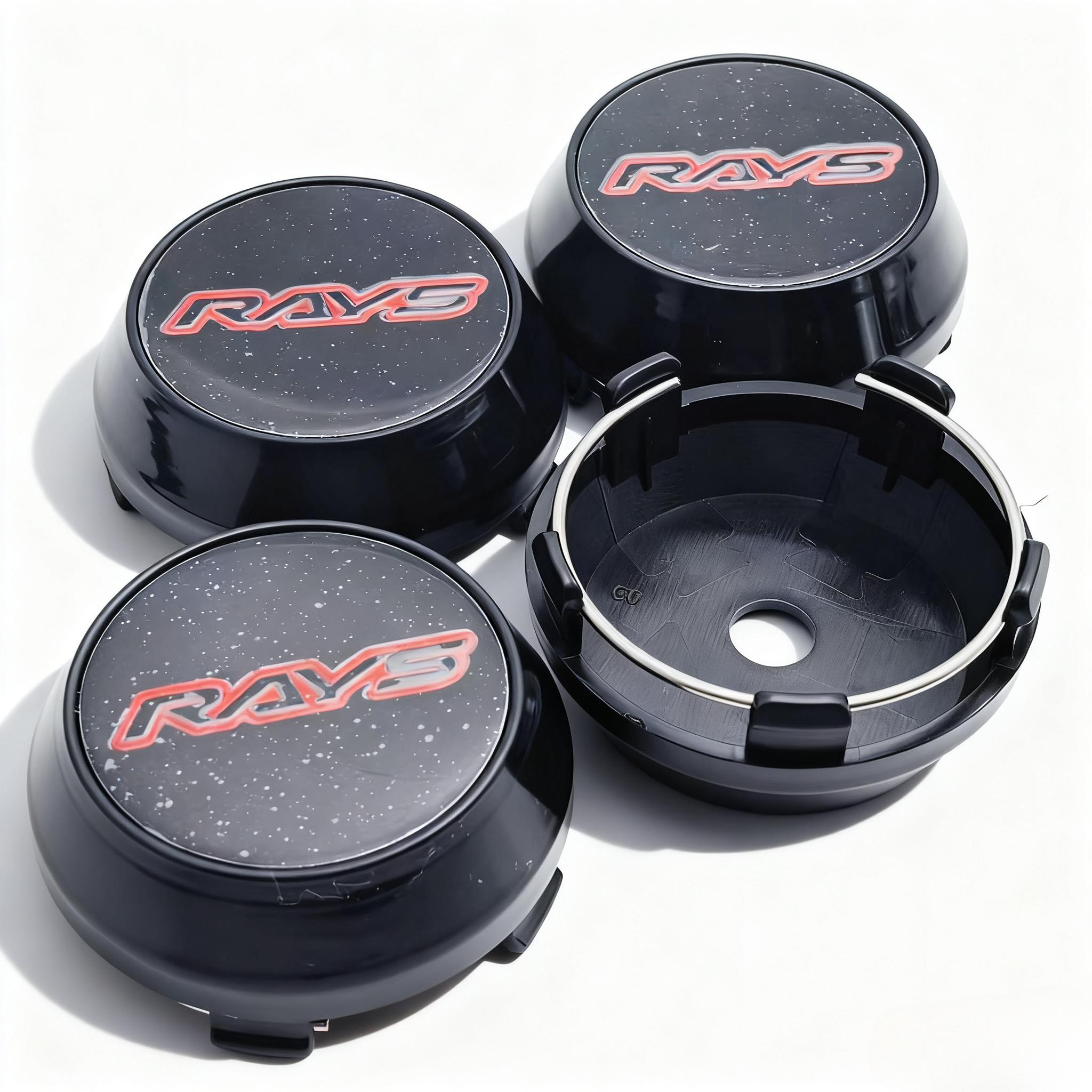 

4pcs JDM RAYS Logo Emblem Badge Car Wheel Center Caps OD 60MM 56MM Wheels Hub High Cap Rim Hubcaps Cover Replace Car Accessories Rays Badge&4pcs High Caps