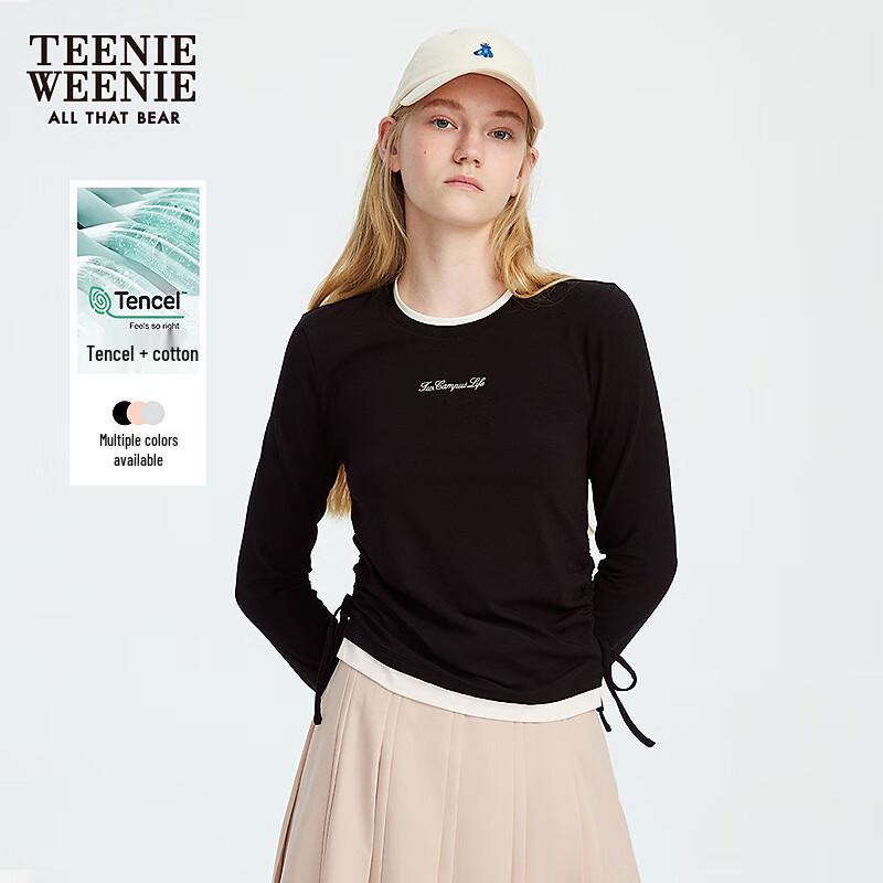 Teenie Weenie Women's Spliced Round Neck Long Sleeve T-Shirt