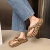 Leopard print flip-flops wear new fashionable seaside beach non-slip thick bottom pinch feet cool slippers tide