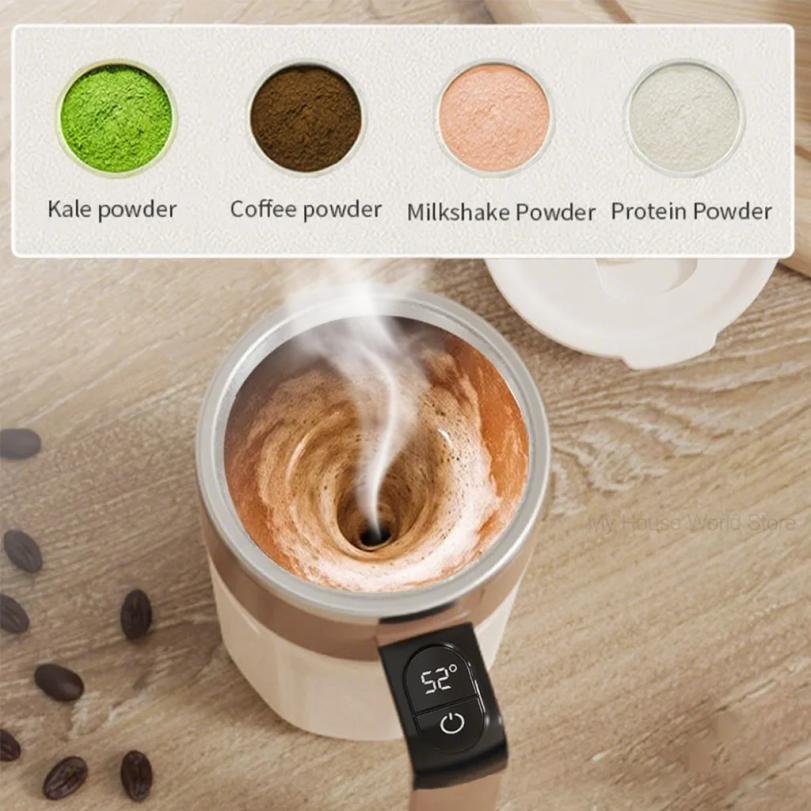 400ML Self Stirring Coffee Mug with Temperature Display Stainless Steel Mixer Rechargeable Automatic Stirring Cup with Lid 2026