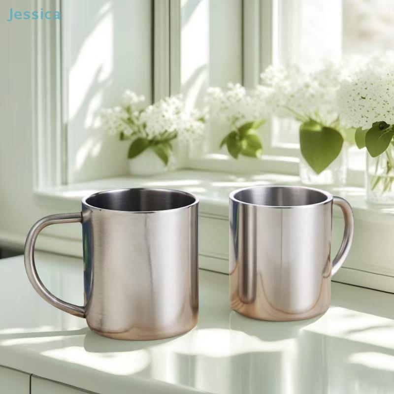 Stainless Steel Coffee Mug 200/300ml,Portable Double Mug Cup Without Lid Travel Tumbler Mug