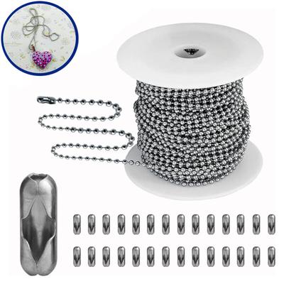 5m1.2-4mm Çelik Top Zincir Boncuk Kolye Takı Yapımı için Bilezikler Askeri El Sanatları, Gümüş Metal Fermuar Topu Boncuk Zincir Rulo