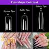Clear Nail Tips Acrylic Nails - Coffin Nail Tips Professional Nail Tips Acrylic Nails Half Cover Clear Fake Nail Tips Long Coffin Shaped False Nail Ti