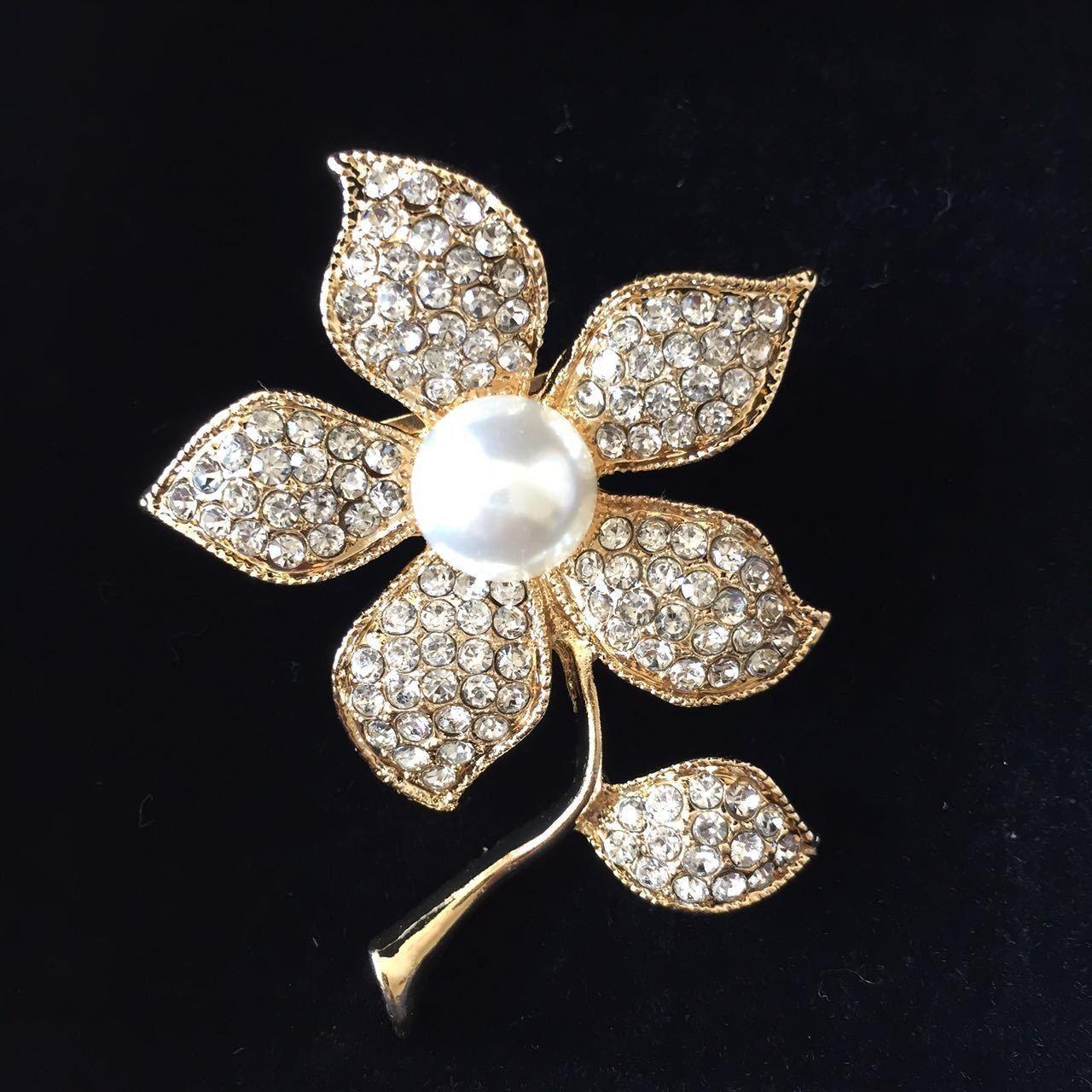 

Брошь горный хрусталь сплав корсаж женский креативный полный бриллиантовый лист булавка аксессуары для одежды жемчужная брошь золотой