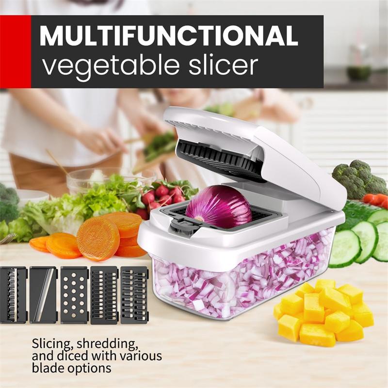 15 In 1 Multi-Functional Food Chopper With Container Vegetable Cutter Kitchen Vegetable Slicer, Grater, And Chopper