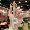 Trendy Letter Key Ring Sparkly Crystal Rhinestone Decor Keychain for Women Purse Car Key Accessory Gift