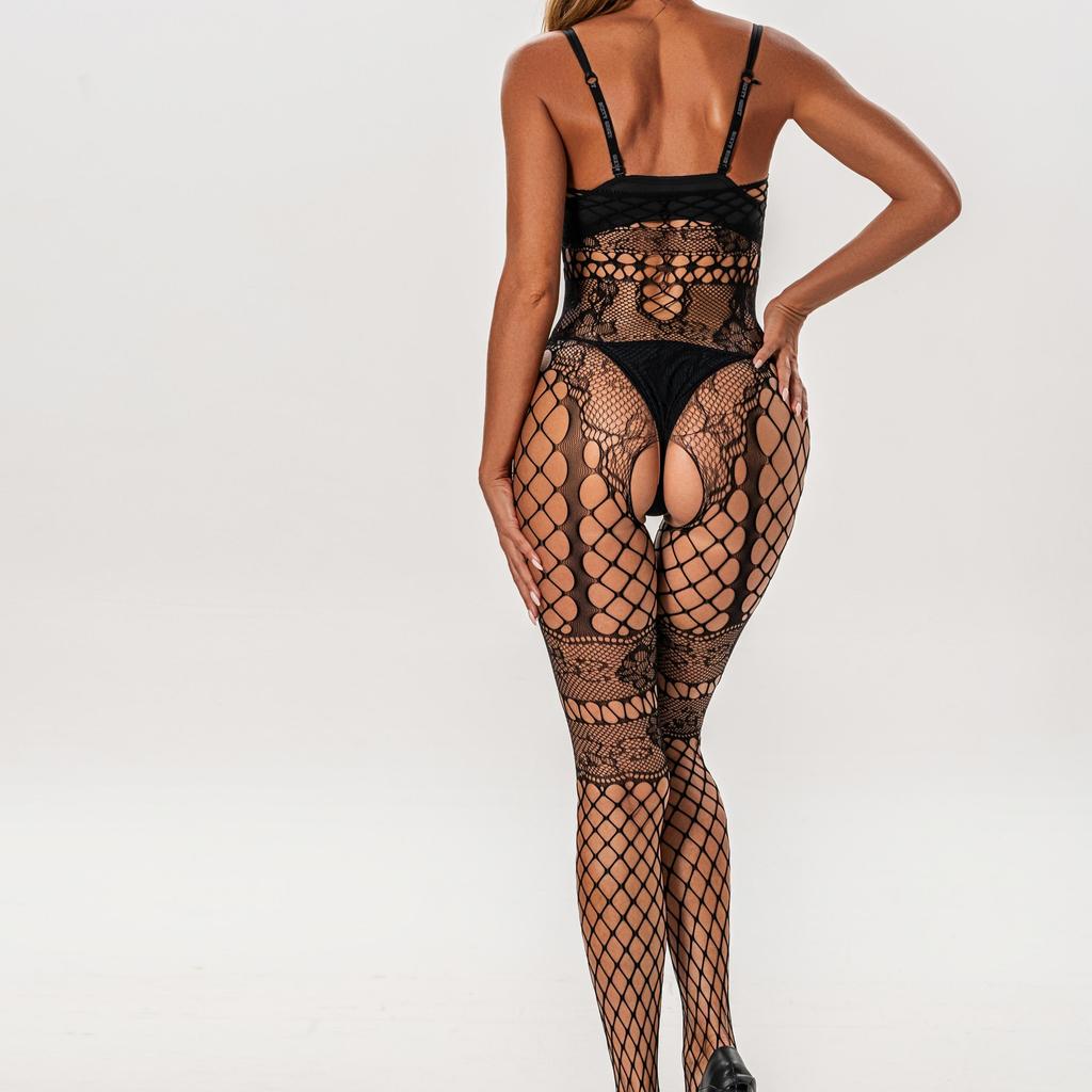 Sexy Lingerie Open Hollow Stockings Garter Belt Fishnet Tights Long Stocking open-file onesie