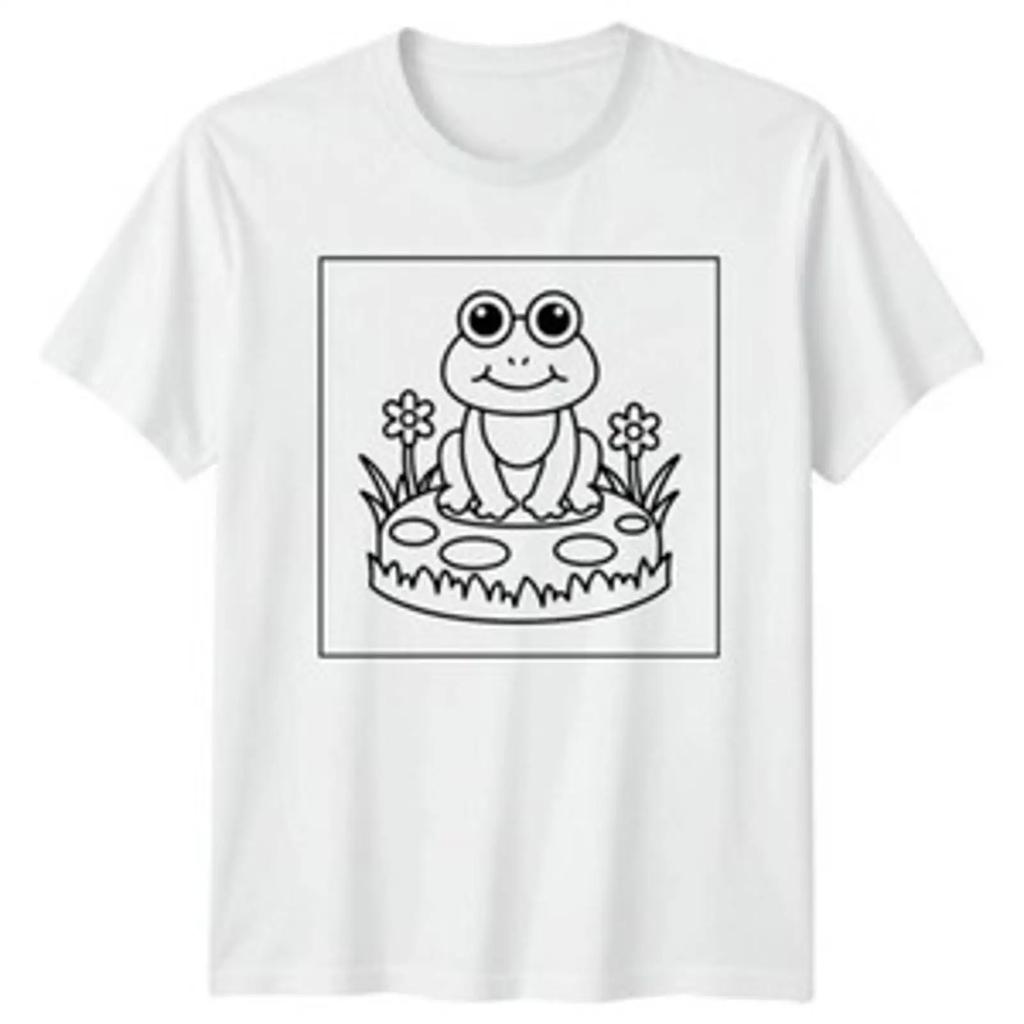 Cartoon Frosch Lilypad Tiere Herren T Shirt Daunisex Grafik Top Vintage Soft Casual Stretched Slightly Fashion Versatile