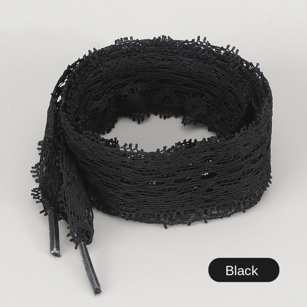 

120cm Fashion 2CM Fancy Lace Shoelaces Soft Replace Shoe Laces Big Extra Wide Shoelaces Shoes Accessories чорний
