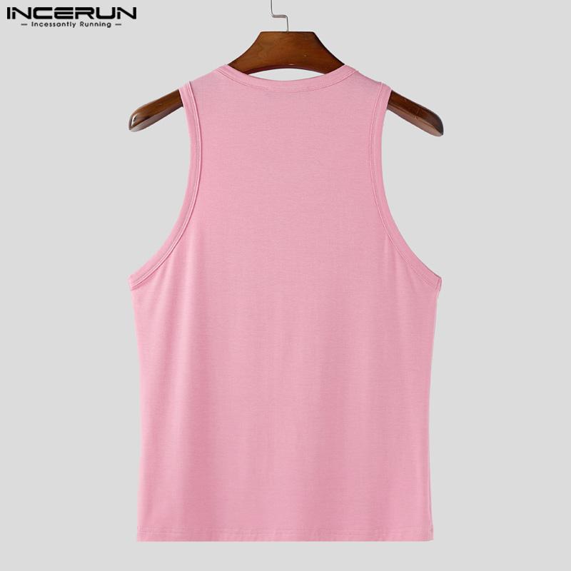 INCERUN Sommer Herre Rund Hals Ensfarget Sport Fritid Tanktopper Undertrøyer