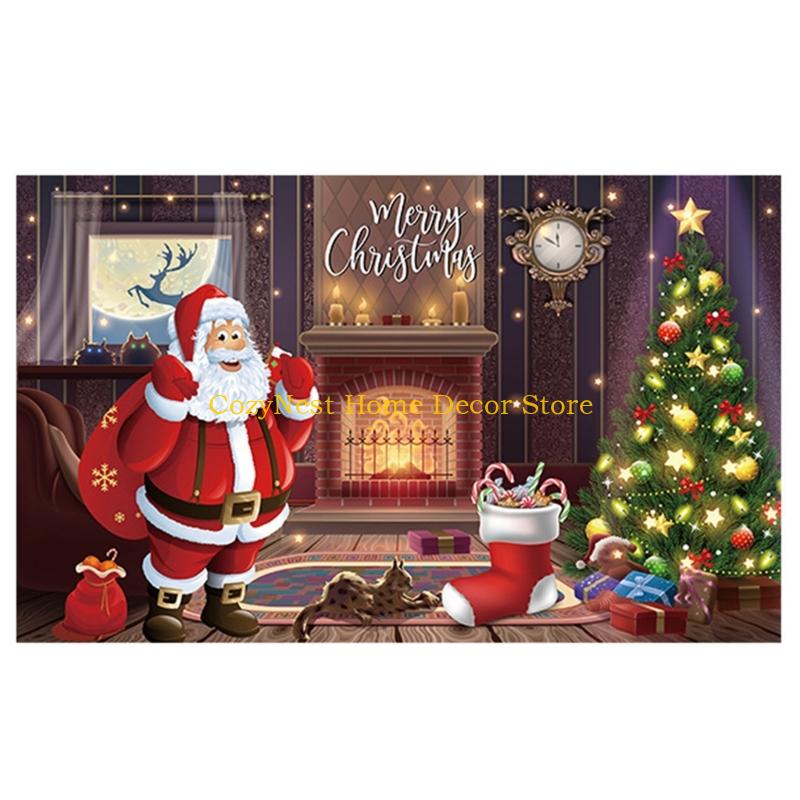 92MF 70.8x43.3Inch Christmas Scene Backdrop Polyester Cloth For Indoor Holiday Party Decorations And Photography Backgrounds
