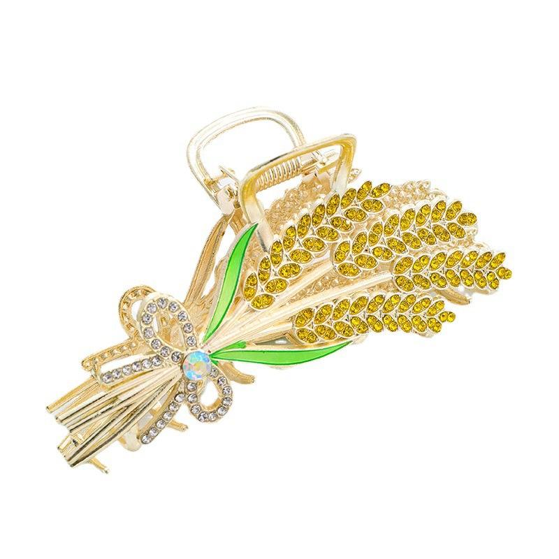 1Pc Wheat Ears Hairpin, Women's Hair on The Back of The Head, Big Grab Clip, Elegant and Advanced Metal Shark Clip, Headgear, New Hairpin