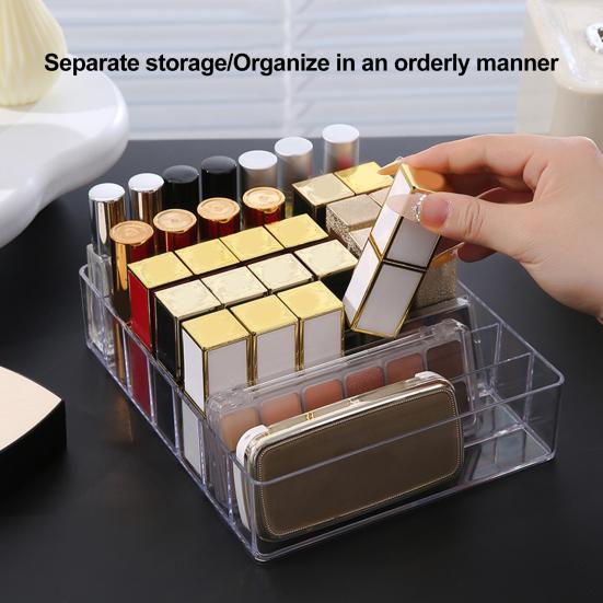 7 Grids Makeup Organizer Tray Storage Holder Large Capacity Transparent Design Multipurpose Eyeshadow Palette Makeup Holder