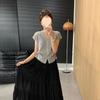 Women's Hollow Ice Silk Knitted Cardigan Summer French Temperament Short Knitted Top