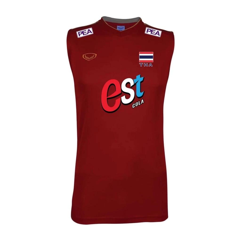 Tayland Milli Voleybol Takımı Atlet Antrenman JERSEY CHEER Fan Baskı Hızlı Kuruyan V Yaka Erkek Kadın Unisex Kolsuz Üniforma Bayrak Logo Spor