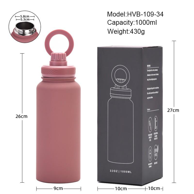 1L Vacuum Insulated Stainless Steel Travel Mug With Magnetic Phone Holder Leakproof Sport Water Bottle Outdoor Hiking Camping