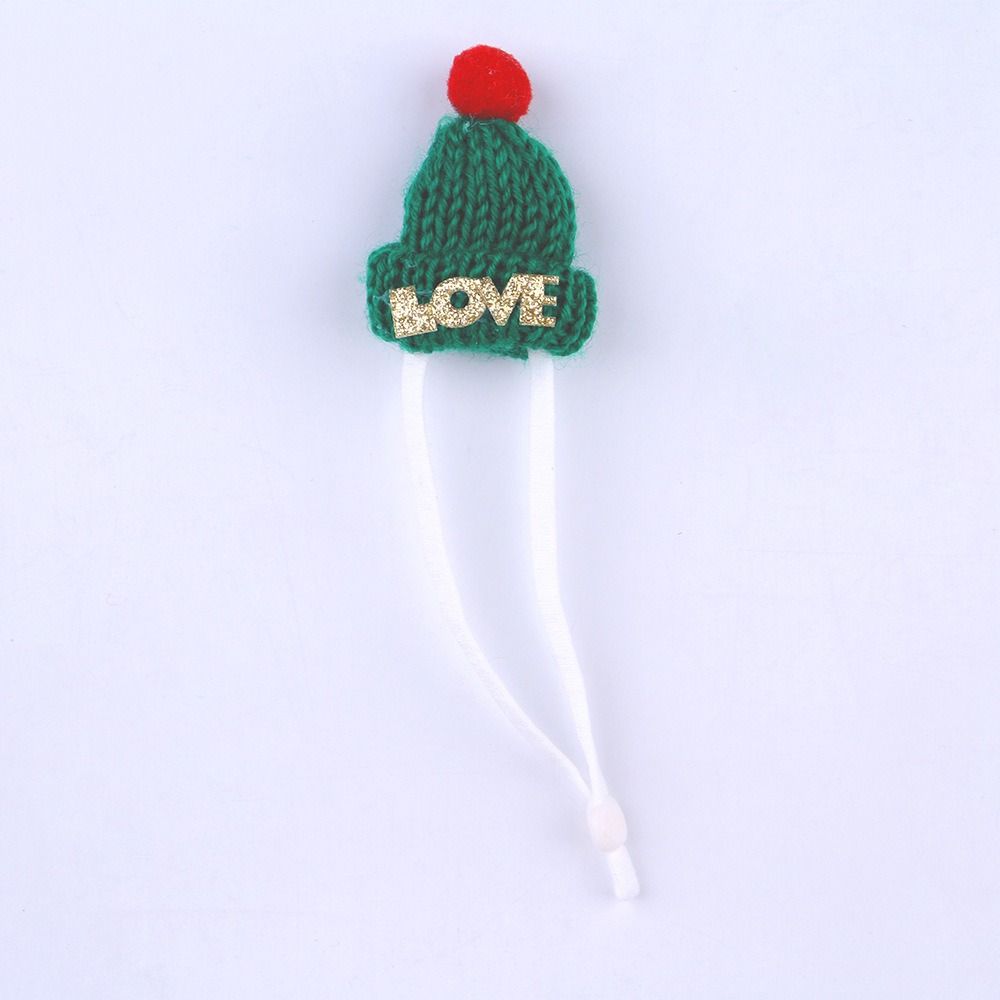Knitted Hamster Christmas Hat Adjustable Pet Costume Headwear Cute Santa Beanie Festive Dress-Up