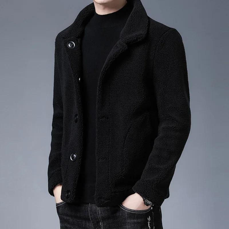 Double-Sided Wearable Fleece Liner Woolen Overcoat Men's Winter Jacket Casual Scene Sheep Fur Integrated Coat Fashionable Outerw