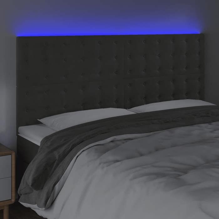 VidaXL Tête de Lit à LED Meuble de Chambre à Coucher Accessoire de Lit Double Tête de Cadre de Lit Intérieur Gris Foncé 3122925