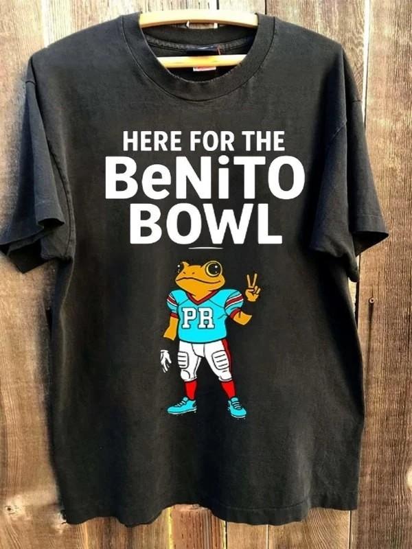 New Hot Here For The Benito Bowl Bad Bunny Football short sleeve shirt S-5XL Unisex T-Shirt Graphic Tee S