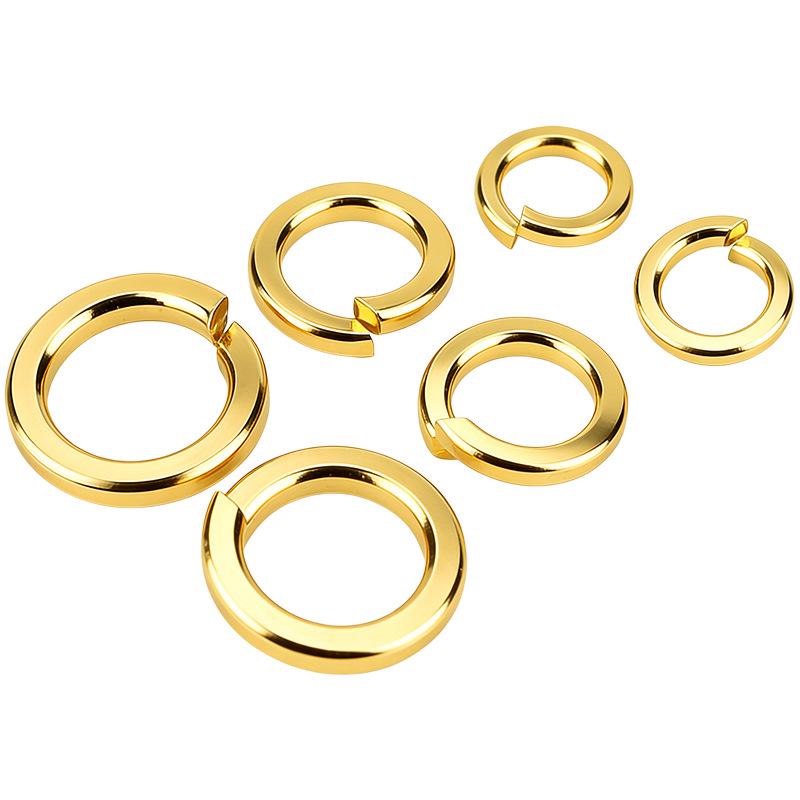 304 Titanium Gold Plated Stainless Steel Split Lock and Flat Washer Shim (Sizes: M2-M10)