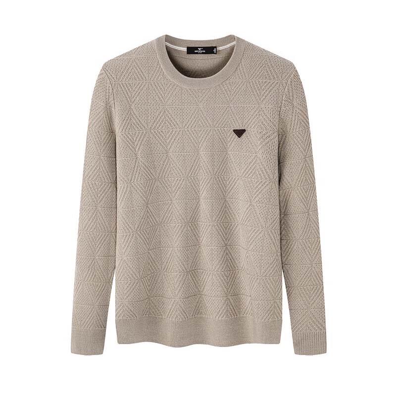 SEPTWOLVES Men's Diamond Pattern Round Neck Wool Blend Sweater