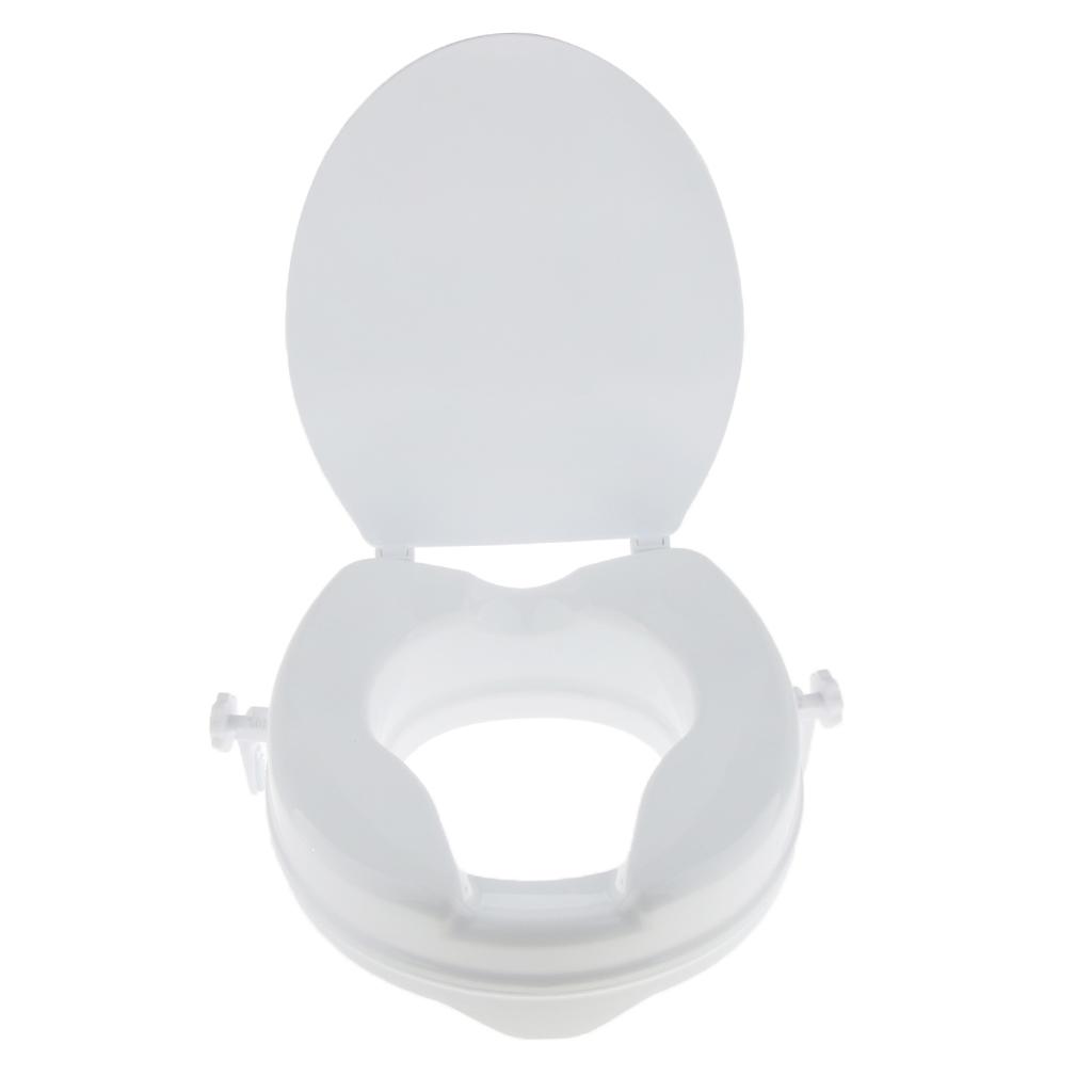 Handicapped Elderly Senior 2" Toilet Seat Riser Raised Safety Chair Lifter,Toilet Seat Elongated Riser White