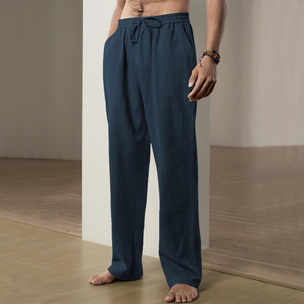 Summer Men's Hip-hop Linen Pants Lightweight Breathable Casual Jogging Pocket Loose Fit Street Wear Gym Travel Wear