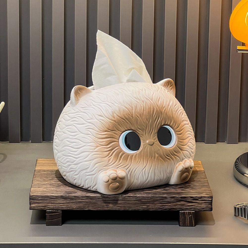 Ceramic Cat Tissue Box Kawaii Napkin Dispenser Creative Napkin Paper Box  Household