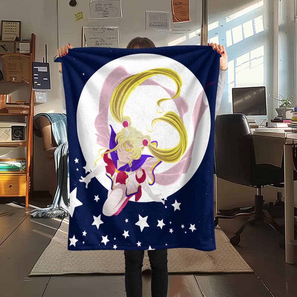 Sailor Moon Sailor Moon pattern Flannel Blanket, High quality Comfortable for All Seasons, Home Decor, Warmth and Comfort, Perfect for Gifts.