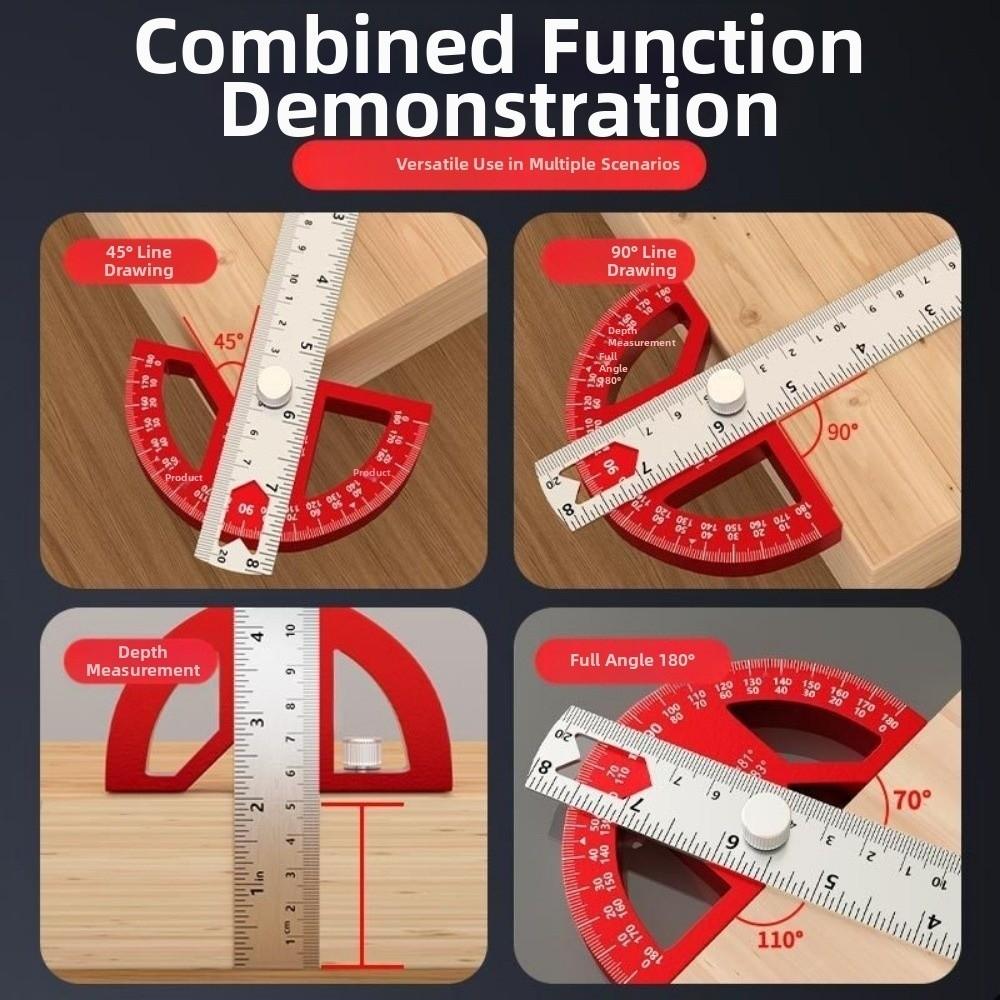 8/12 Inch Angle Protractor Adjustable 0-180 Degrees Construction Protractors Aluminum Alloy Measuring Scribe Angle Ruler