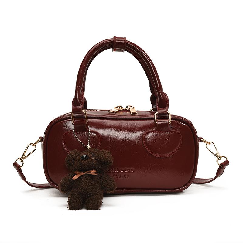 Popular Hot-selling Maillard Premium Oil Wax Leather Portable Boston Bag Women's Versatile Commuter Simple Messenger Bag