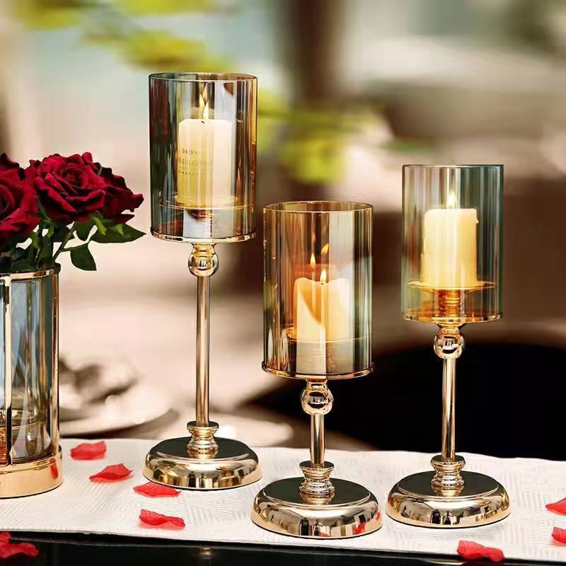 Wedding Supplies Wedding Party Table Decorations Metal Glass Candle Holders Lanterns Jars for Home Dining for Candlelight Dinner