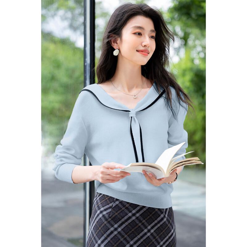 Moka Na Women's Contrast Sailor Collar Knit Top