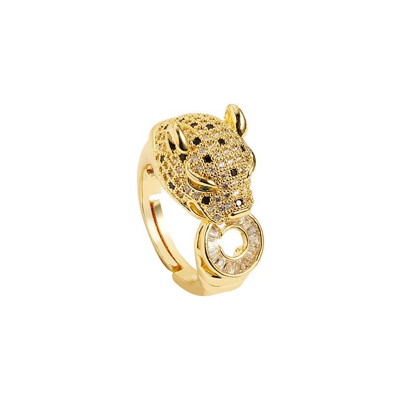 Ring Europäischer und Amerikanischer Stil Leopardenschlucker Tier Ring Licht Luxus Hand Schmuck