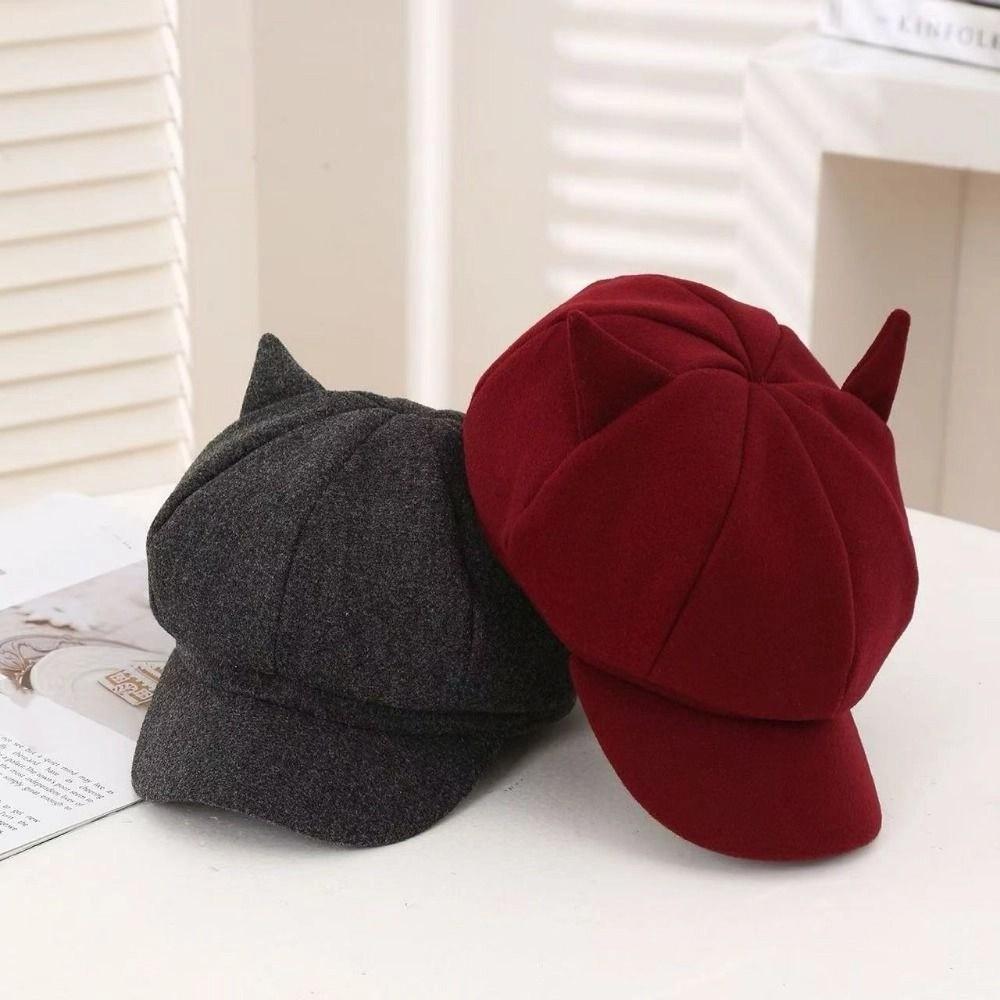 Adjustment Cat Ear Hat Cute Cat Ears Women Hat Retro British Beret Hat  Painter