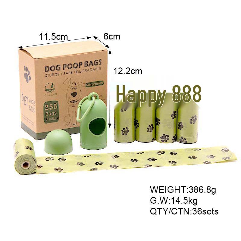 Eco-Friendly Dog Waste Bags with Dispenser - Thick, Biodegradable, Printed Design