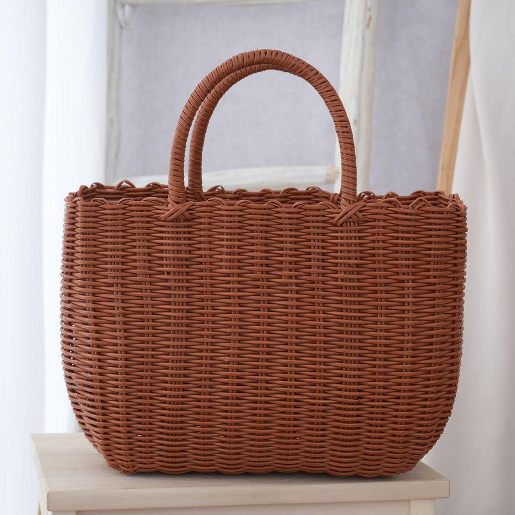 Adorable Cat Woven Tote Bag - Square Handmade Basket for Shopping & Everyday Use