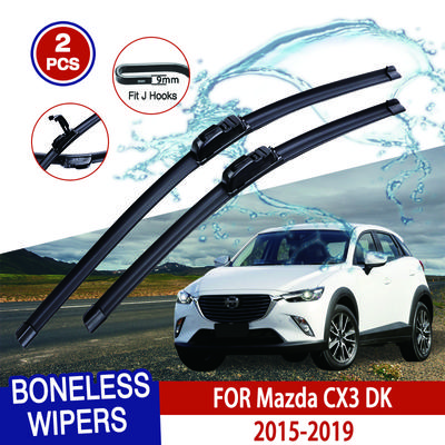For Mazda CX3 DK 2015-2019 Car Windshield Wiper U-type Soft Rubber Frameless Bracketless Car Wipers 22"+18"