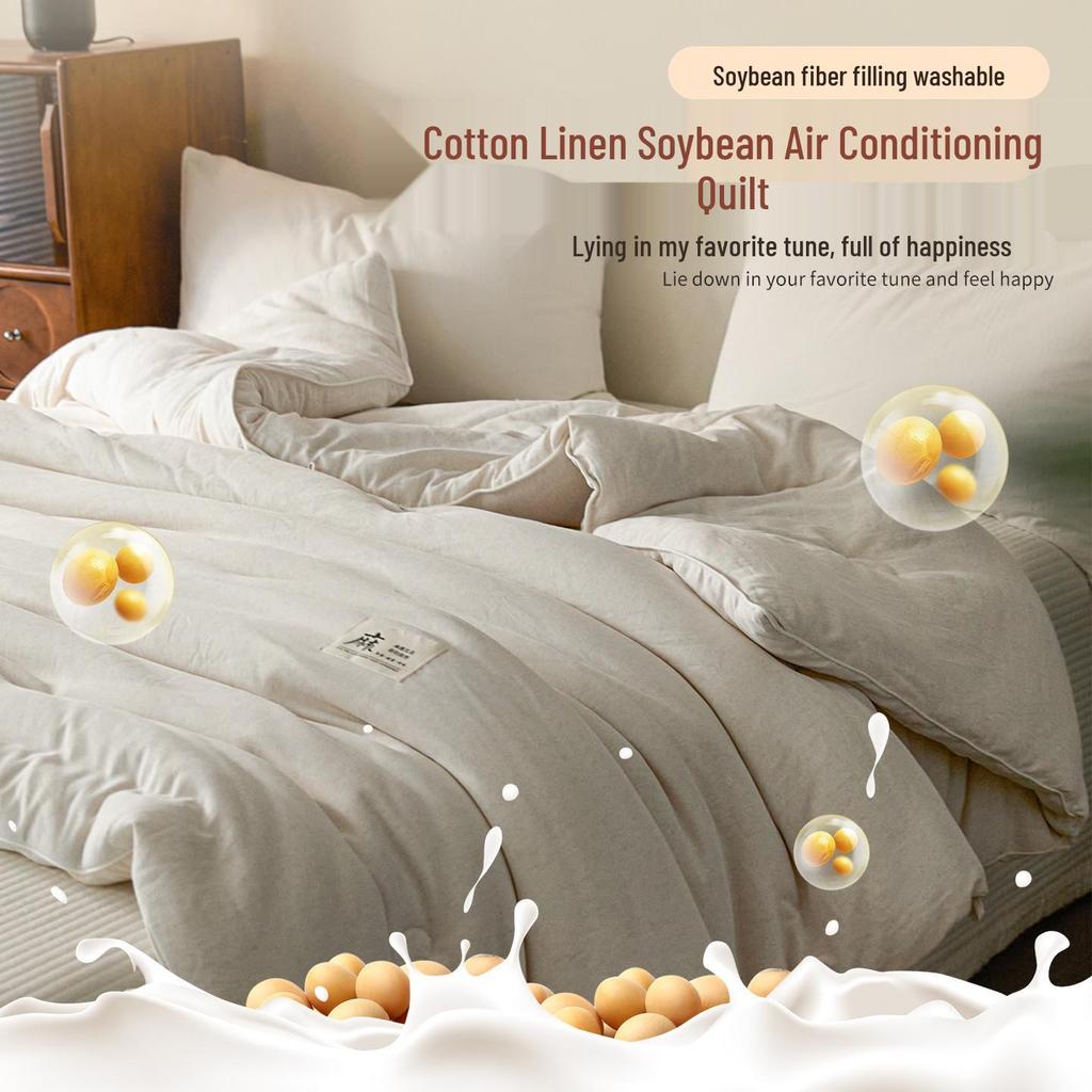 Warme Winterdecke: Superweiche Baumwoll-Leinen-Mischung mit Sojabohnenfaser